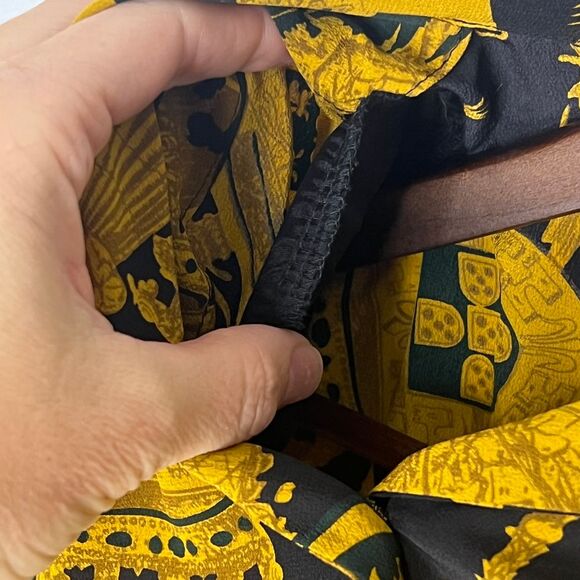 Jones New York Roman Greek 100% Silk Collared Shirt Vintage 80s Black Gold 4 - Picture 12 of 16